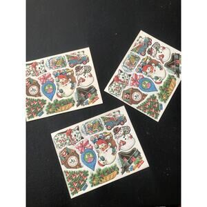 Vtg Lick And Stick Christmas Holiday Stickers, 6 Full Sheets Retro Unused New